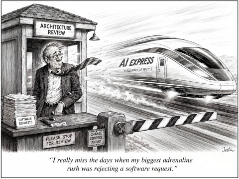 AI Express train bypassing Architecture Review booth