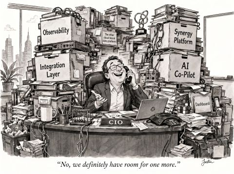 CIO desk overwhelmed with platforms and tools